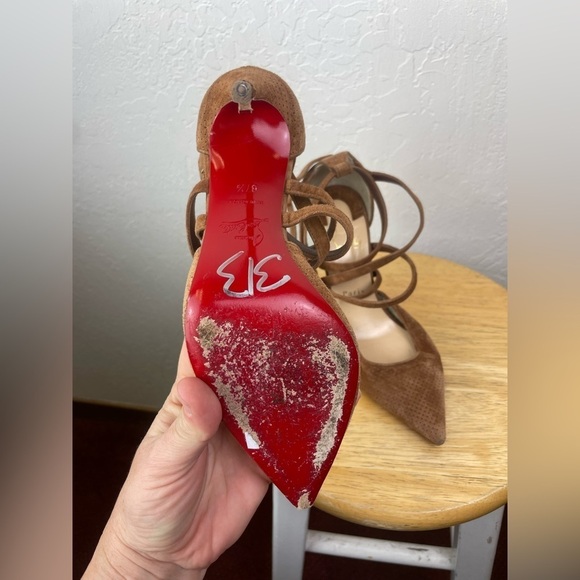 Christian Louboutin Victorilla Biscotto Brown Pump Sandal EU 37.5 US 7.5 - Picture 7 of 12